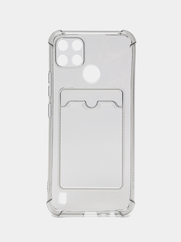 Силиконовый чехол Realme C21Y ( Реалми с21у), с карманом для карт, прозрачный