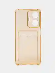 Бежевый силиконовый чехол для Realme C55, Реалми С55, с карманом для карт, прозрачный