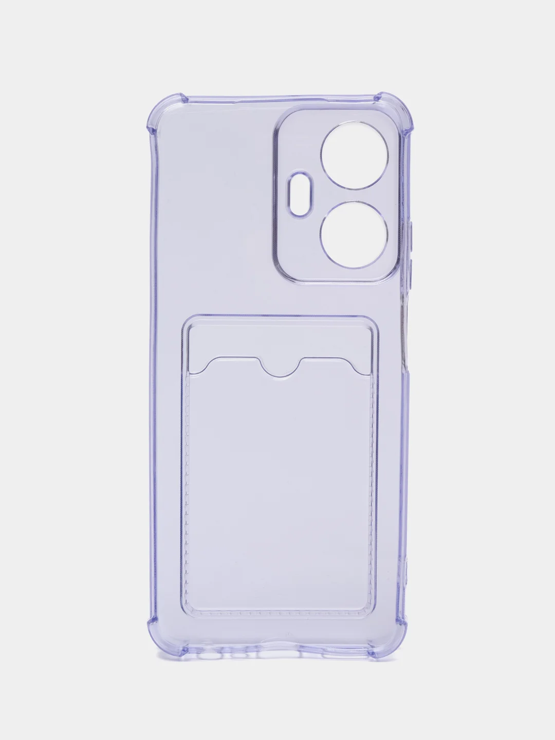 Лавандовый силиконовый чехол для Realme C55, Реалми С55, с карманом для карт, прозрачный