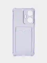Лавандовый силиконовый чехол для Realme C55, Реалми С55, с карманом для карт, прозрачный