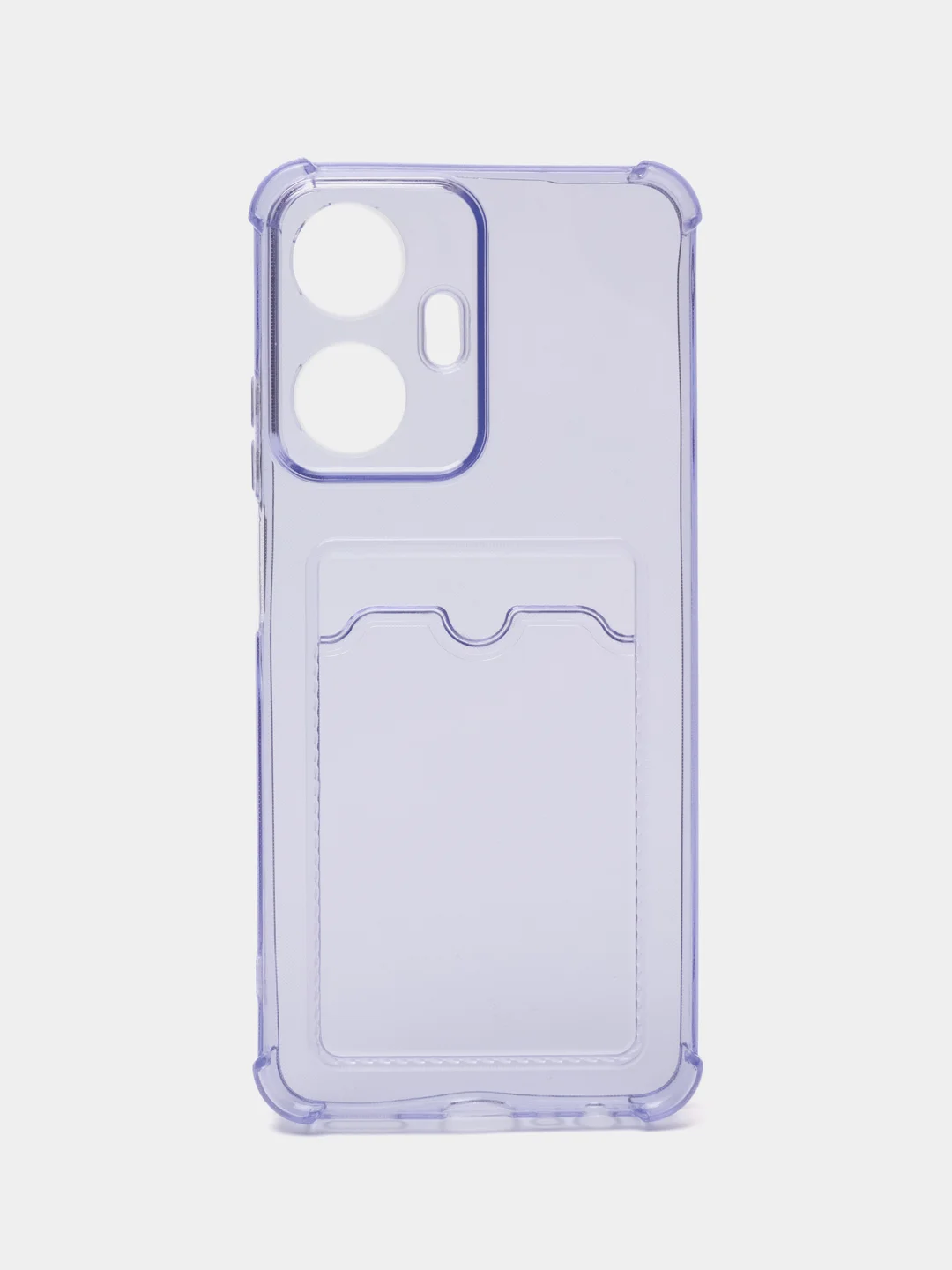 Лавандовый силиконовый чехол для Realme C55, Реалми С55, с карманом для карт, прозрачный