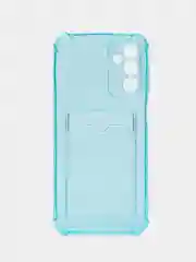 Голубой чехол для Samsung Galaxy M14 5G (Самсунг Галакси М14 5Г) прозрачный, с отсеком для карт