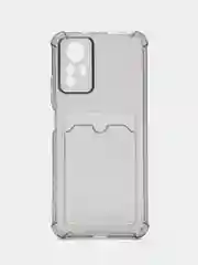 Серый силиконовый чехол Xiaomi Redmi Note 12S (Сяоми Редми Нот 12С) с карманом, прозрачный