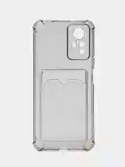 Серый силиконовый чехол Xiaomi Redmi Note 12S (Сяоми Редми Нот 12С) с карманом, прозрачный