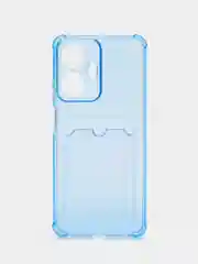 Синий меланж силиконовый чехол для Realme C55, Реалми С55, с карманом для карт, прозрачный