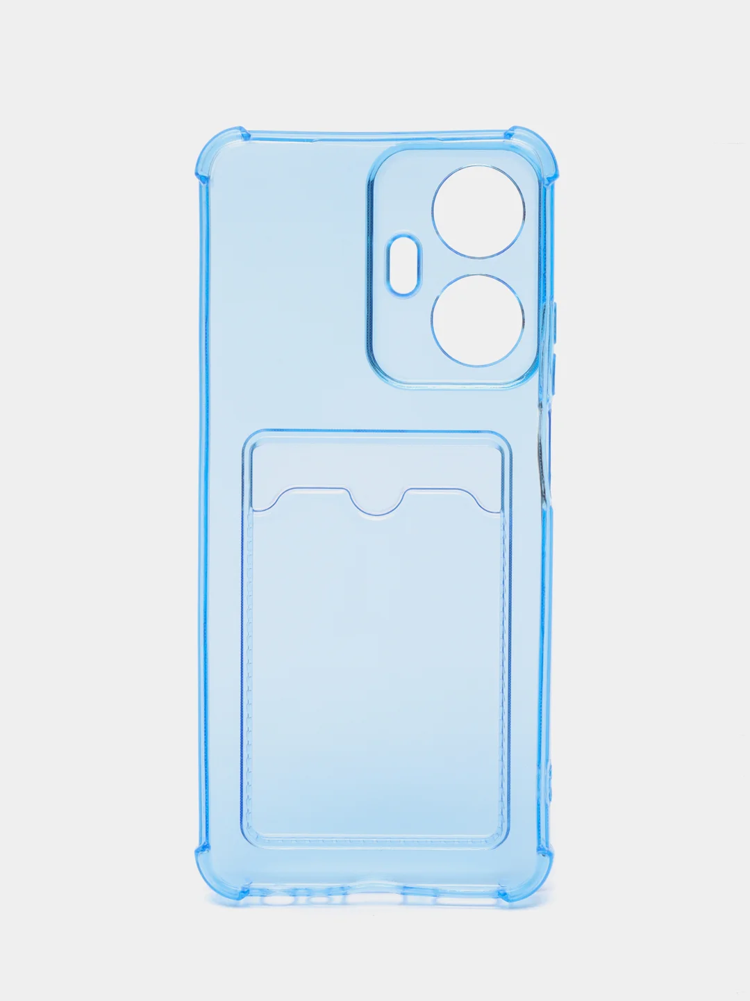 Синий меланж силиконовый чехол для Realme C55, Реалми С55, с карманом для карт, прозрачный