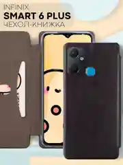 Чехол-книжка КАРТОФАН из экокожи на Infinix Smart 6 Plus, с функцией подставки и кармашком