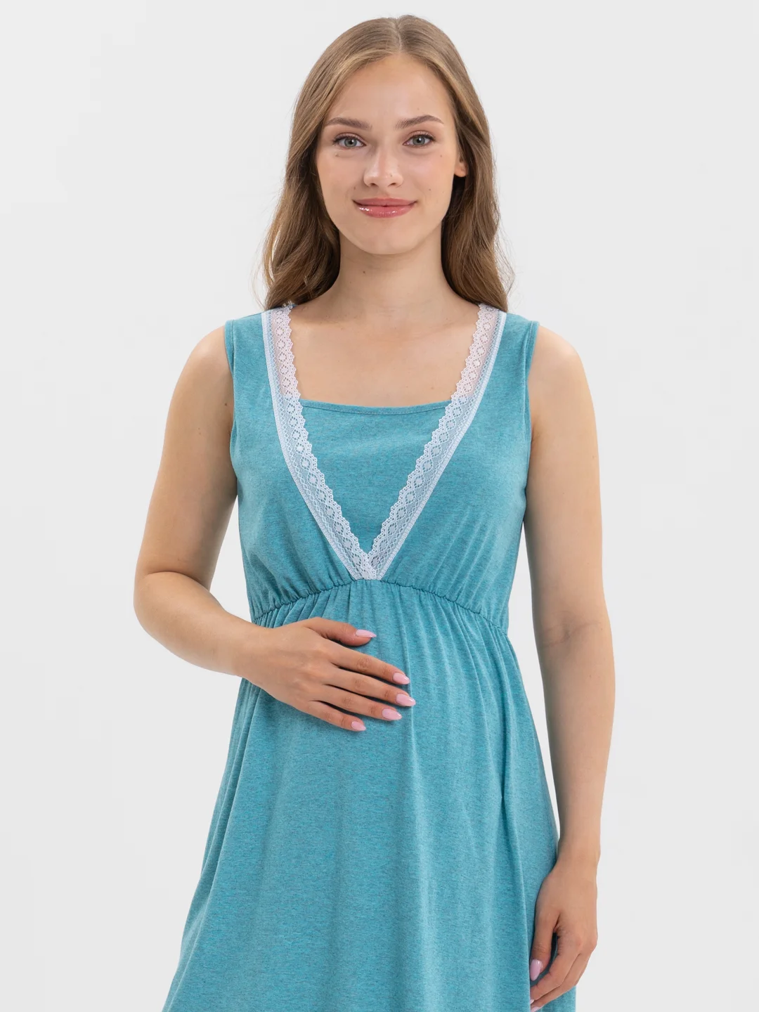 Бирюзовый сорочка ночная для беременных и кормящих, Lilians