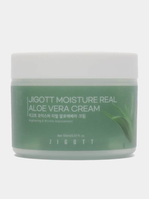 Крем для лица, увлажняющий, с экстрактом алоэ вера, Jigott Moisture Real Aloe Vera, 150 мл