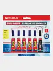 Клей момент Супер клей 5 штук по 3г + Антиклей в подарок, Brauberg Extra, 608107