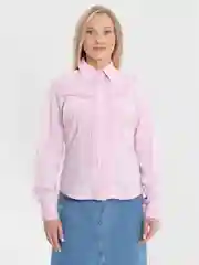 Розовый женская рубашка с длинным рукавом