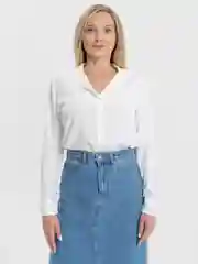 Белый женская рубашка с длинным рукавом