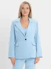 Голубой женский костюм тройка