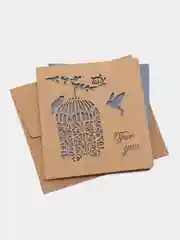 Синий меланж крафт-открытки Арт, с перфорацией "For You", 9*8 см, в конверте, Для тебя