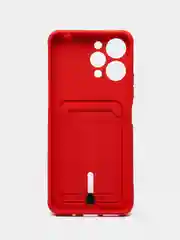 Красный чехол Xiaomi Redmi 12 / Сяоми Редми 12, силиконовый с карманом для карты