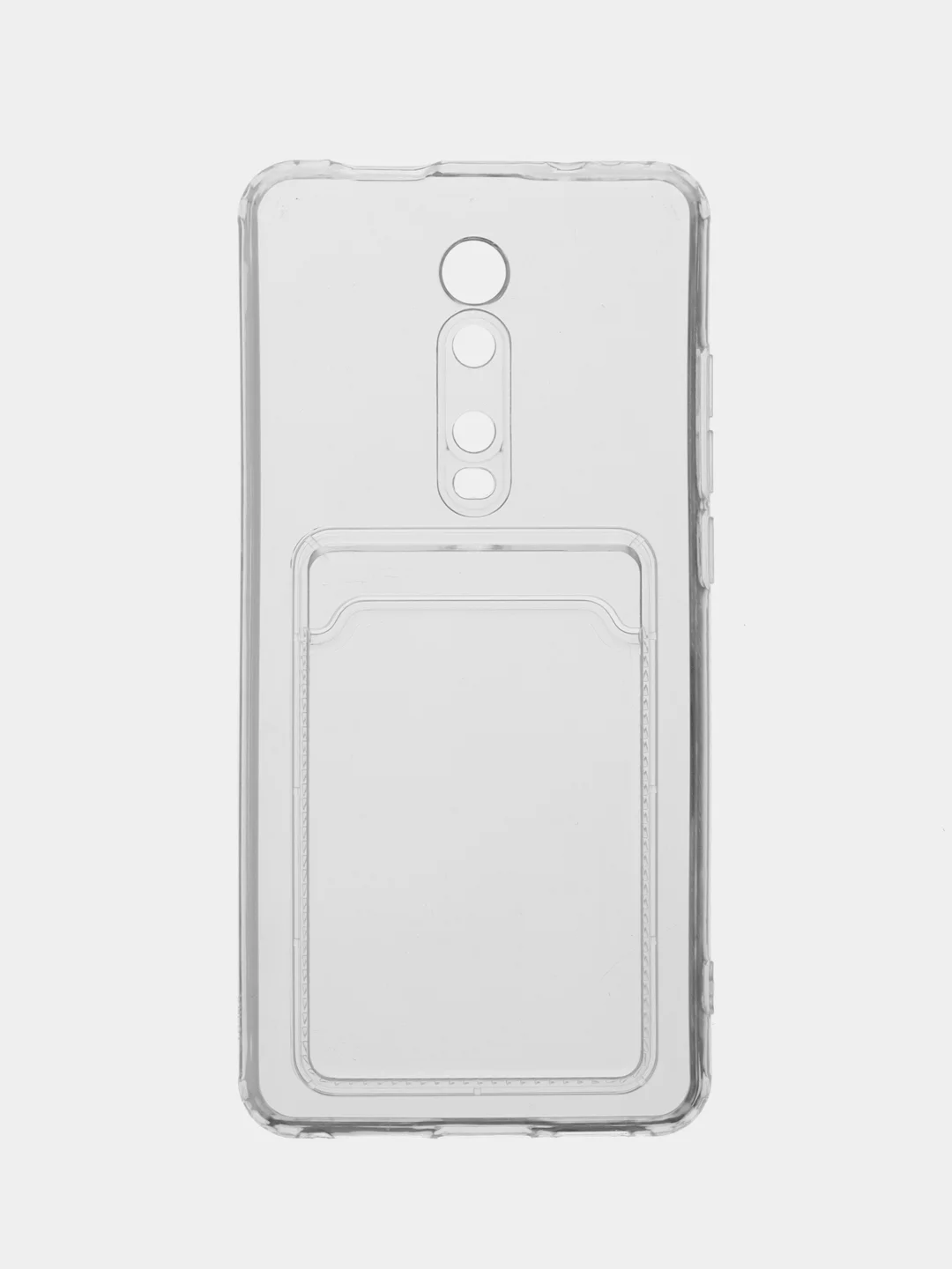 Прозрачный чехол с карманом для карт на Xiaomi Mi 9T / 9T Pro, прозрачный, силиконовый