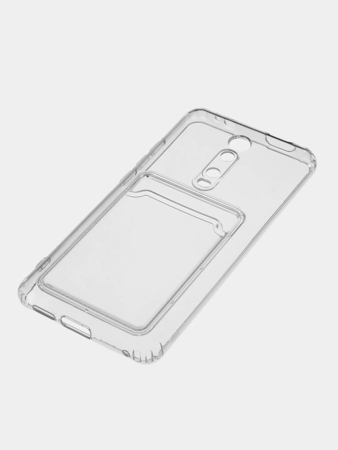 Прозрачный чехол с карманом для карт на Xiaomi Mi 9T / 9T Pro, прозрачный, силиконовый