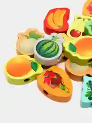 Черный шнуровка для детей, бусины в форме фруктов и животных