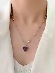 Серебряный цепочка на шею с подвеской Сердце меняющая цвет