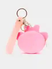 Розовый брелок-кошелек детский "Герои мультфильмов", универсальный, силиконовый