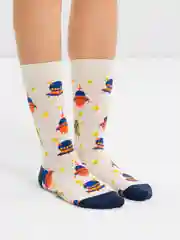 Серый носки высокие с принтом