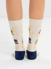 Серый носки высокие с принтом