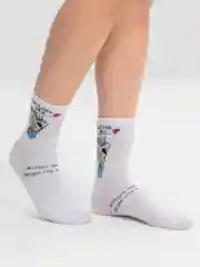 Белый носки женские, высокие, с надписью