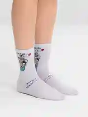 Белый носки женские, высокие, с надписью