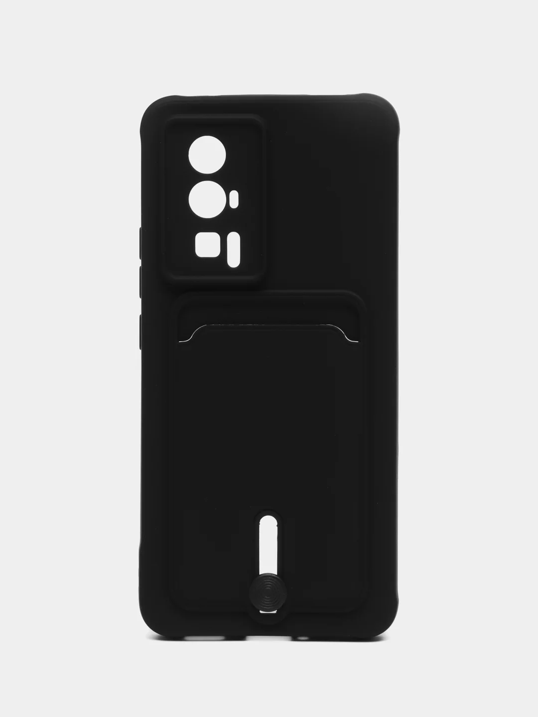 Черный чехол для Poco F5 Pro / Поко Ф5 Про, силиконовый, с карманом для карты