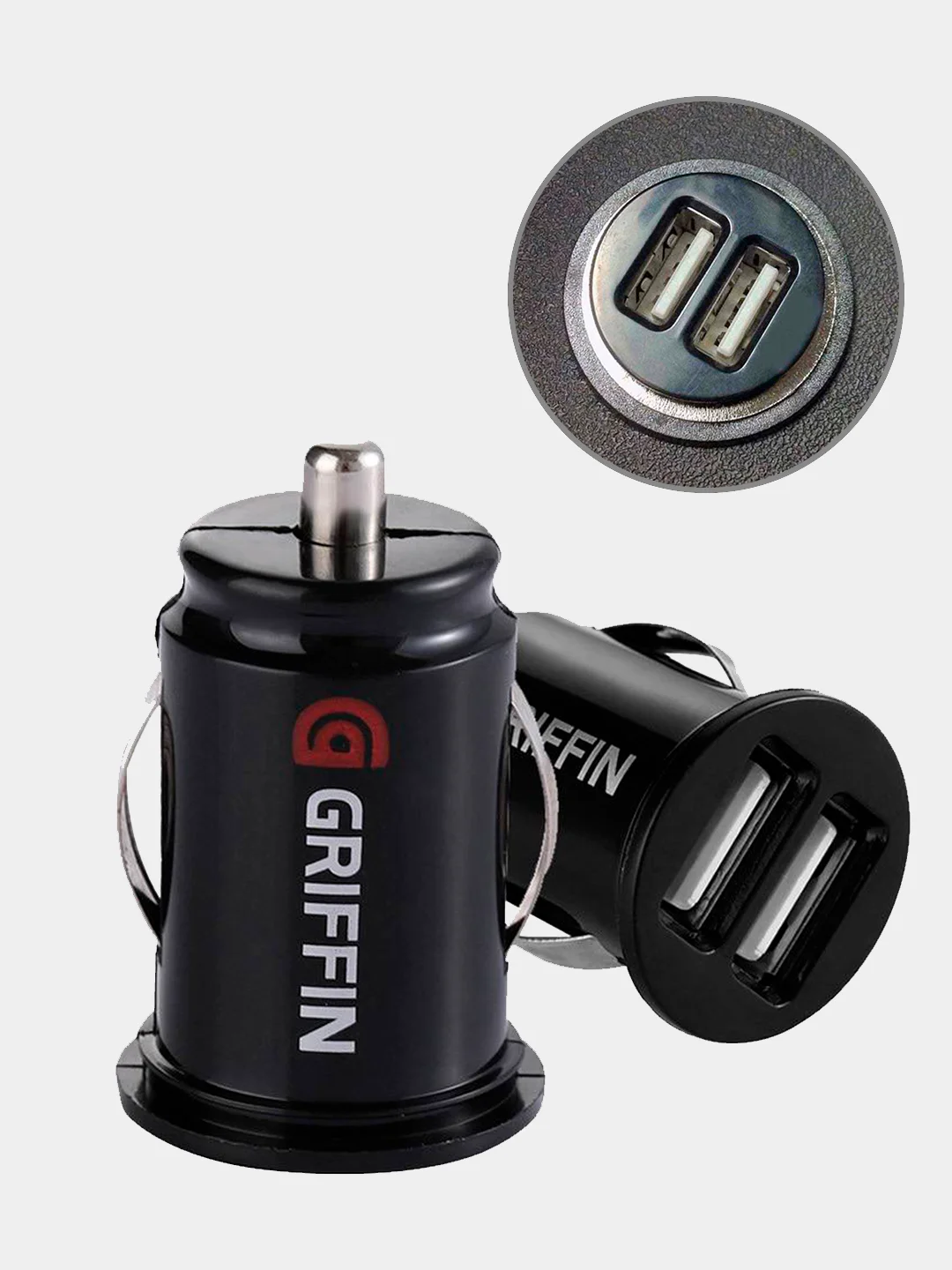 Черный автомобильное зарядное устройство 2 USB 2.1 А в прикуриватель в машину