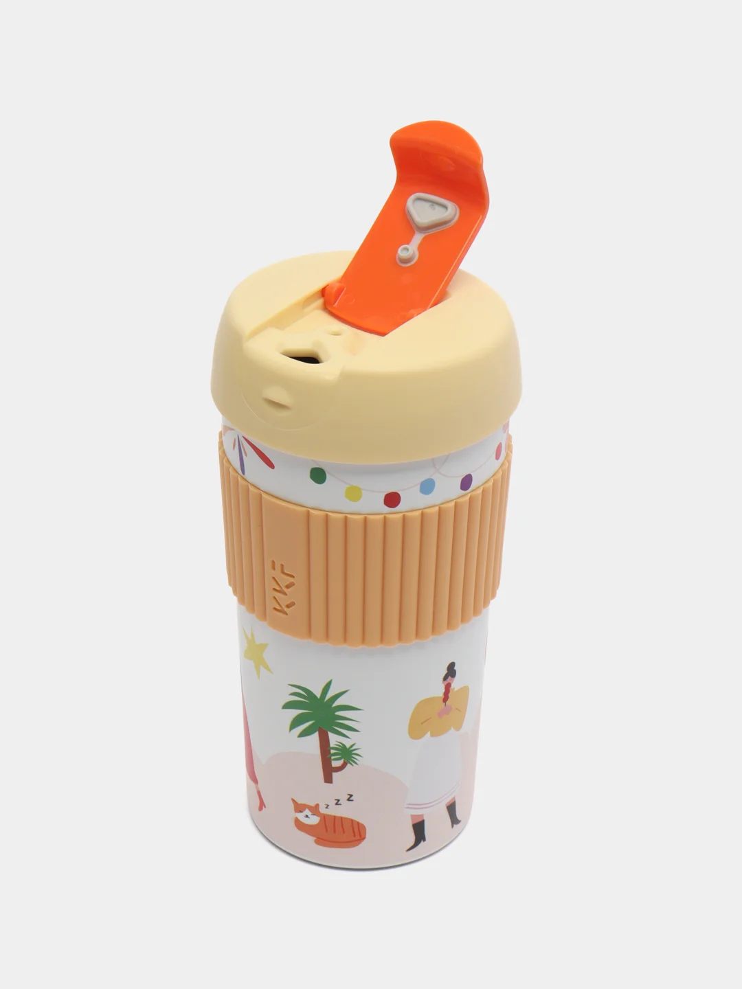 Коричневый термокружка Xiaomi Kiss Kiss Fish Rainbow Cartoon, 490 ml