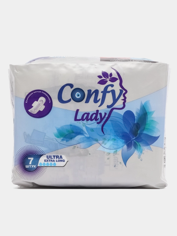 Прокладки гигиенические CONFY Lady ULTRA EXTRALONG, п/э, 7 шт