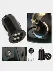 Черный автомобильное зарядное устройство 2 USB 2.1 А в прикуриватель в машину