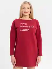Платье из футера Love yourself first бордовый ФП1406П2, KLERY