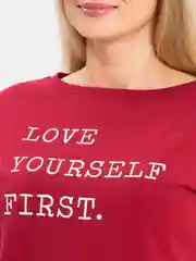 Платье из футера Love yourself first бордовый ФП1406П2, KLERY