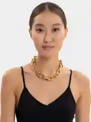 Золотой цепь на шею золотистая с крупными звеньями, цепочка на шею, чокер