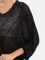 Черный лонгслив сетка, полувер тонкий, полупрозрачный