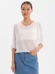 Белый лонгслив сетка, полувер тонкий, полупрозрачный