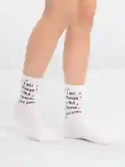 Носки женские, высокие, белые, с принтом