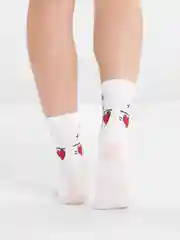 Носки женские, высокие, белые, с принтом