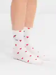 Носки женские, высокие, белые, с принтом
