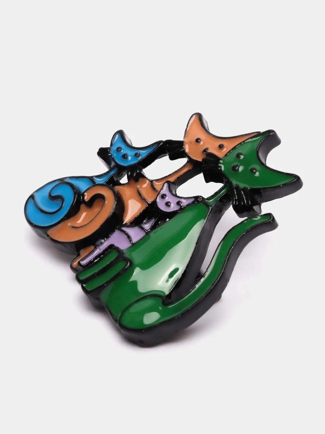 Зеленый брошь Кошки