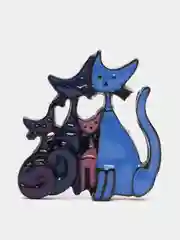 Синий брошь Кошки