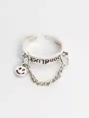 Серебряный кольцо с цепочкой "Good Luck"