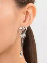 Серебряный серьги женские, сердечки с бусами