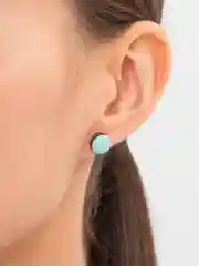 Серьги маленькие, гвоздик, смола, дерево, круг, мятные, гипоаллергенные, детские