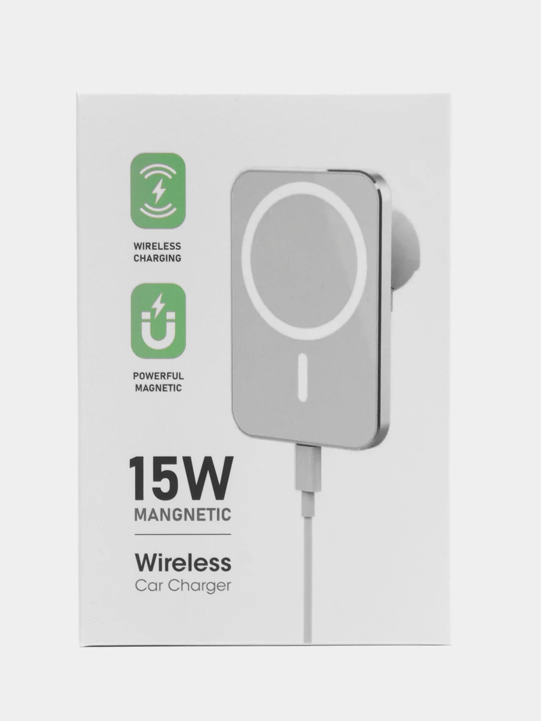 Черный magsafe (магнитный) держатель для iPhone в машину, беспроводная зарядка 15W