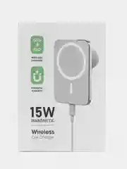 Черный magsafe (магнитный) держатель для iPhone в машину, беспроводная зарядка 15W