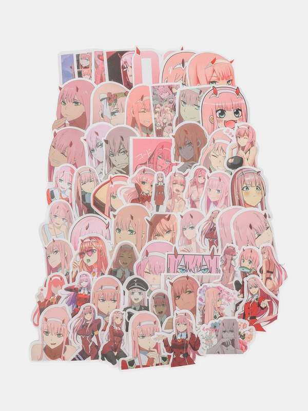 Наклейки , стикеры, Стикерпак 02 аниме Милый во Франксе, 60 шт  "Darling in the Franxx"