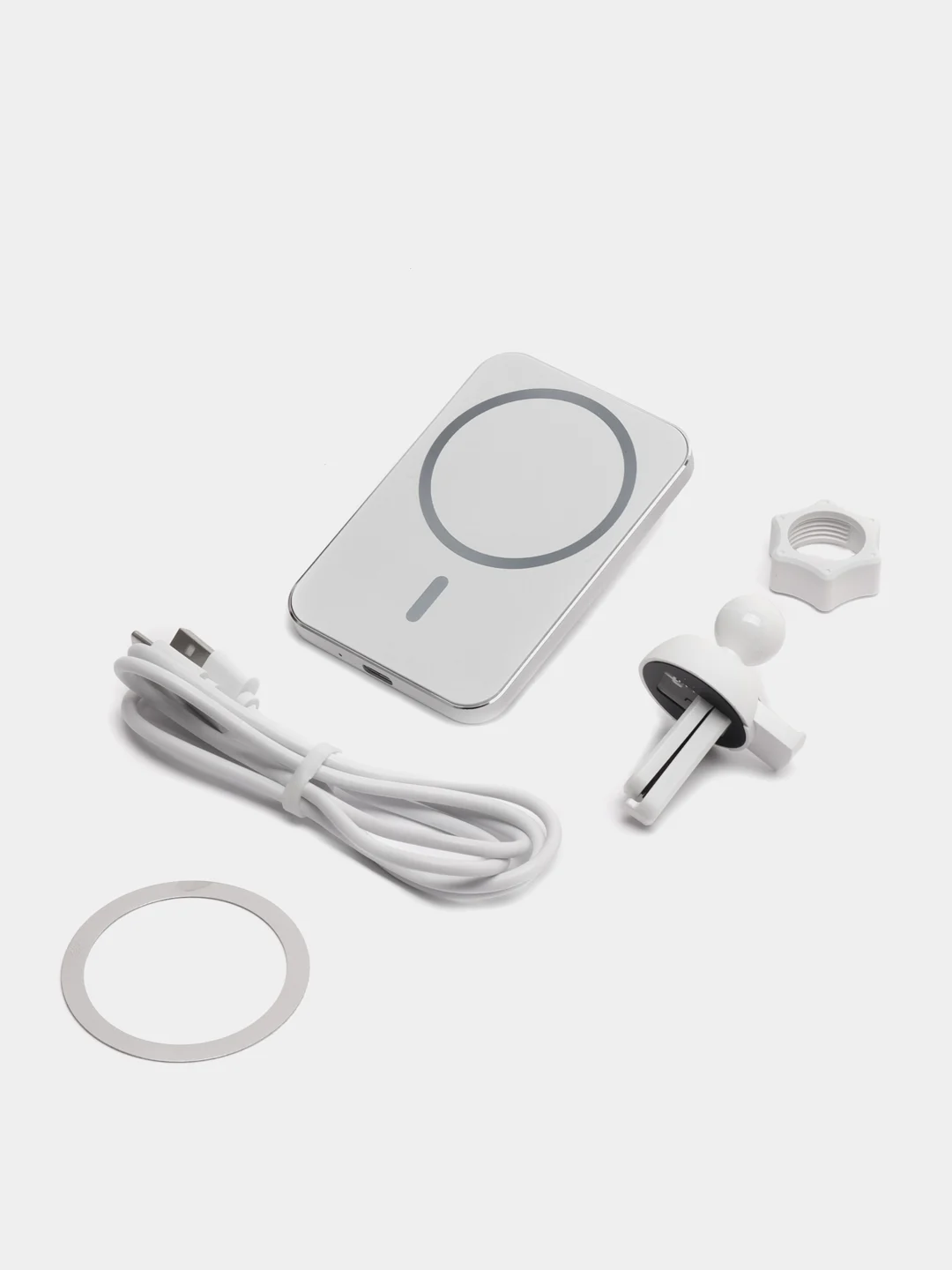 Белый magsafe (магнитный) держатель для iPhone в машину, беспроводная зарядка 15W